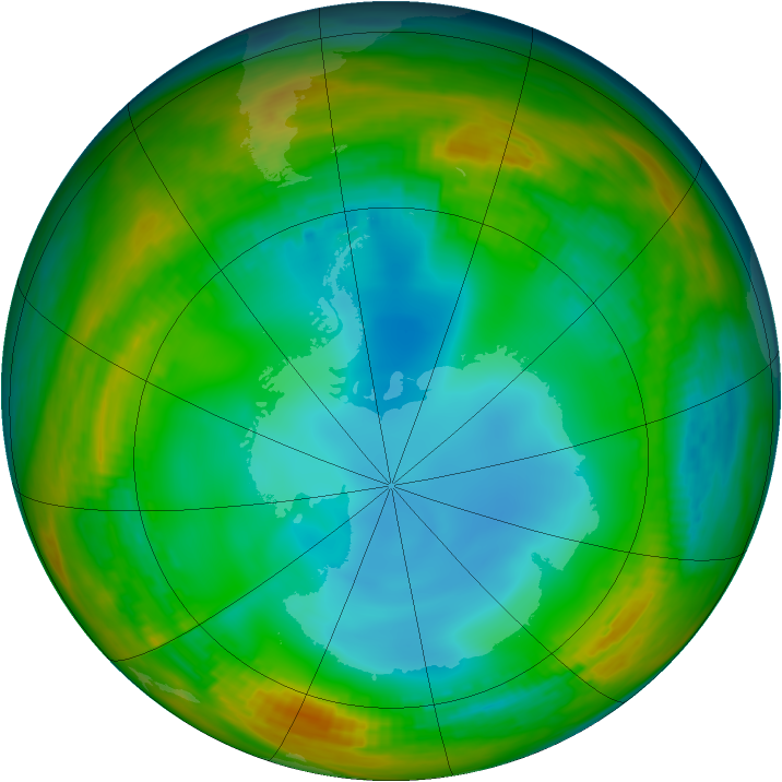 Antarctic ozone map for 12 July 1984